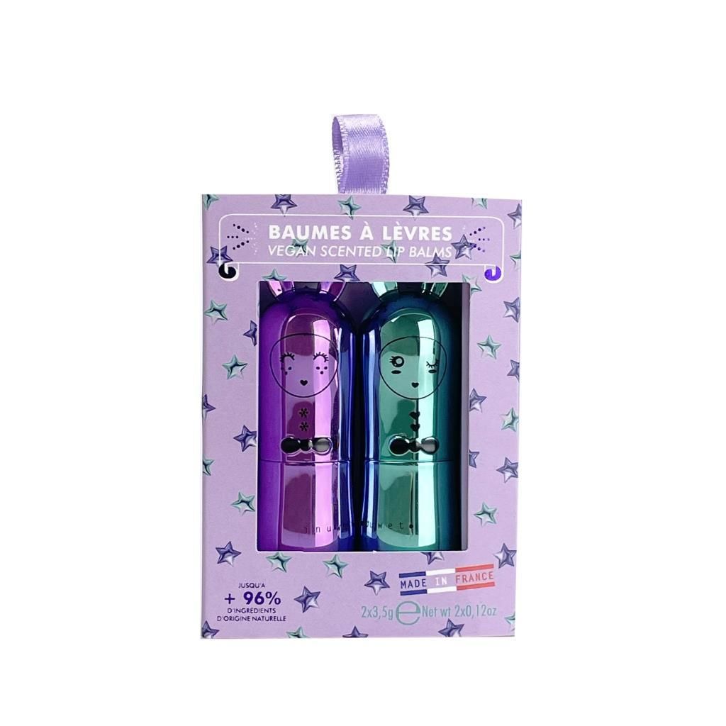 Inuwet Bunny Dudak Balmı, İkili Set (Metal Purple, Metal Turquoise)