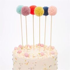 Meri Meri - Multi Pompom Cake Toppers - Çok Ponponlu Pasta Süsü