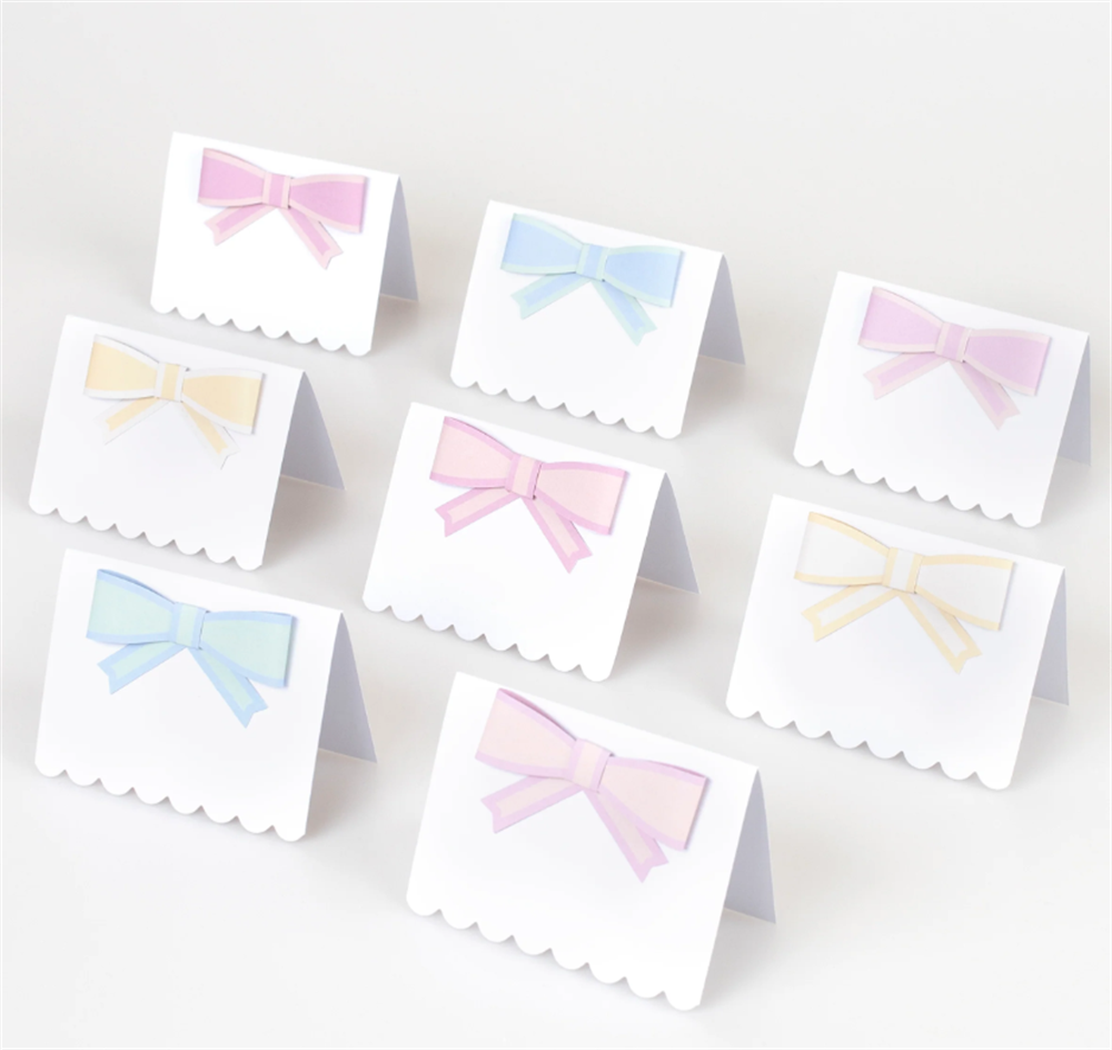 Meri Meri - Fiyonklu İsim Kartları - Pastel - 8 Adet