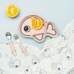 Done by Deer - Sea Friends - Paslanmaz Çelik Çatal ve Kaşık Seti - Pembe