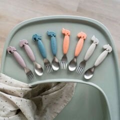 Done by Deer - Deer Friends - Paslanmaz Çelik Çatal ve Kaşık Seti - Mavi