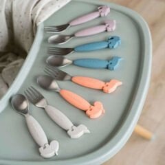 Done by Deer - Deer Friends - Paslanmaz Çelik Çatal ve Kaşık Seti - Somon