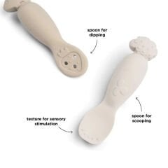 Done by Deer - Tiny Farm - 2'li Silikon Alıştırma ve Püre Kaşık Seti - Bej