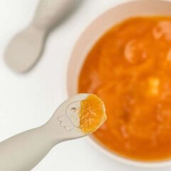 Done by Deer - Tiny Farm - 2'li Silikon Alıştırma ve Püre Kaşık Seti - Bej