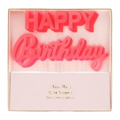 Meri Meri - Happy Birthday Pink Acrylic Toppers - Happy Birthday Pembe Akrilik Pasta Süsü