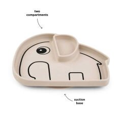 Done by Deer - Elphee - Vakumlu Bölmeli Silikon Tabak - Bej