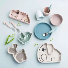 Done by Deer - Elphee - Vakumlu Bölmeli Silikon Tabak - Bej