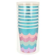 Meri Meri - Mermaid Scalloped Fringe Cups - Deniz Kızı Püsküllü Bardaklar