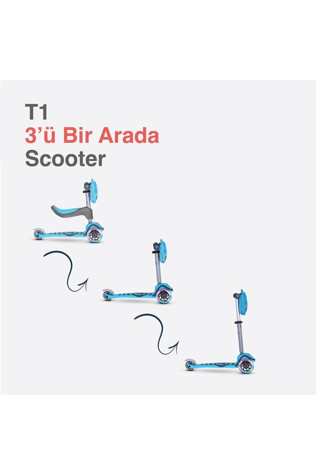 SmarTrike T1 3’ü 1 Arada Oturaklı ve Çantalı Çocuk Scooterı (15 Ay - 5 Yaş) - Blue
