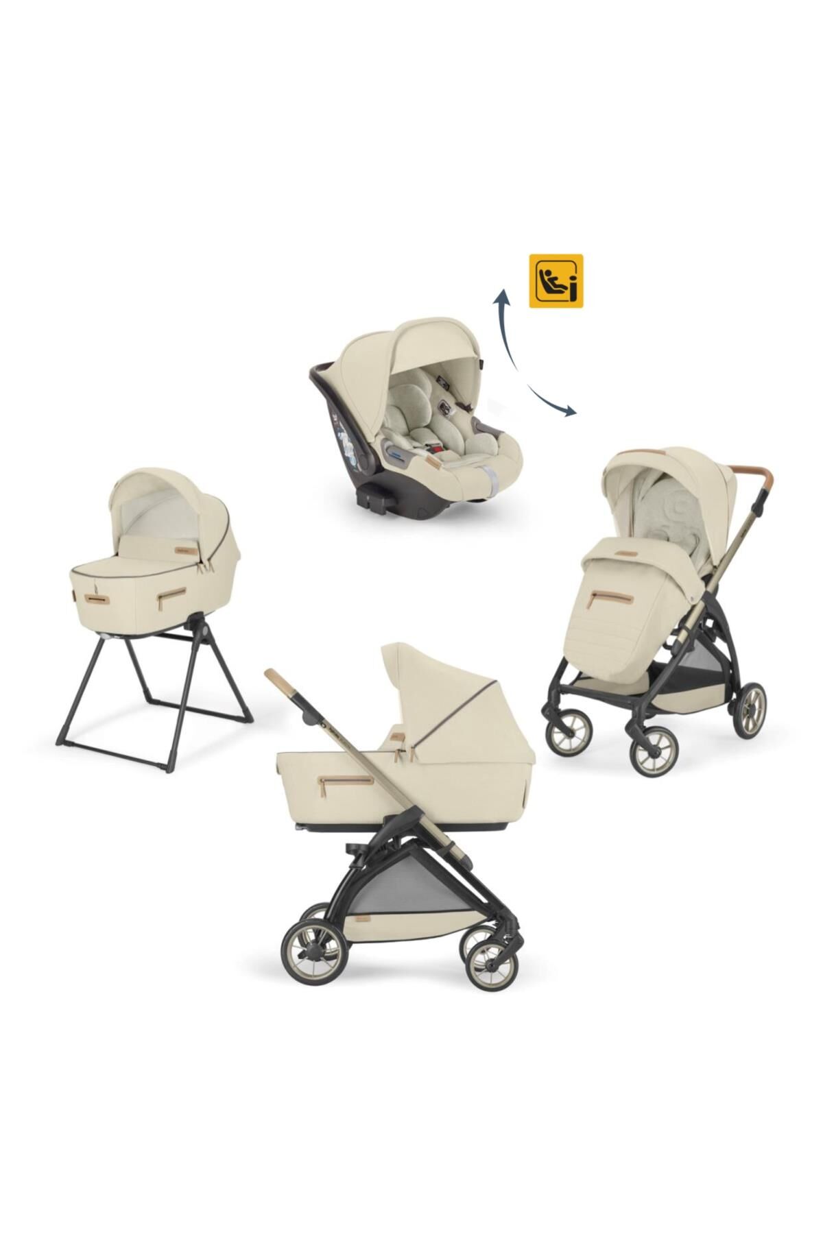 Inglesina Electa Element Organik Özel Seri Bebek Arabası & Darwin Recline Ana Kucaklı 4'lü Sistem - Pure Ecru