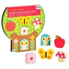 Petit Collage Taşınabilir Büyük Parçalı Ahşap Yapboz - Little Tree