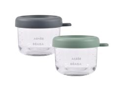 Beaba Bebek cam mama kavanozu 2li set , 150 ml Mineral / 150 ml Sage Green