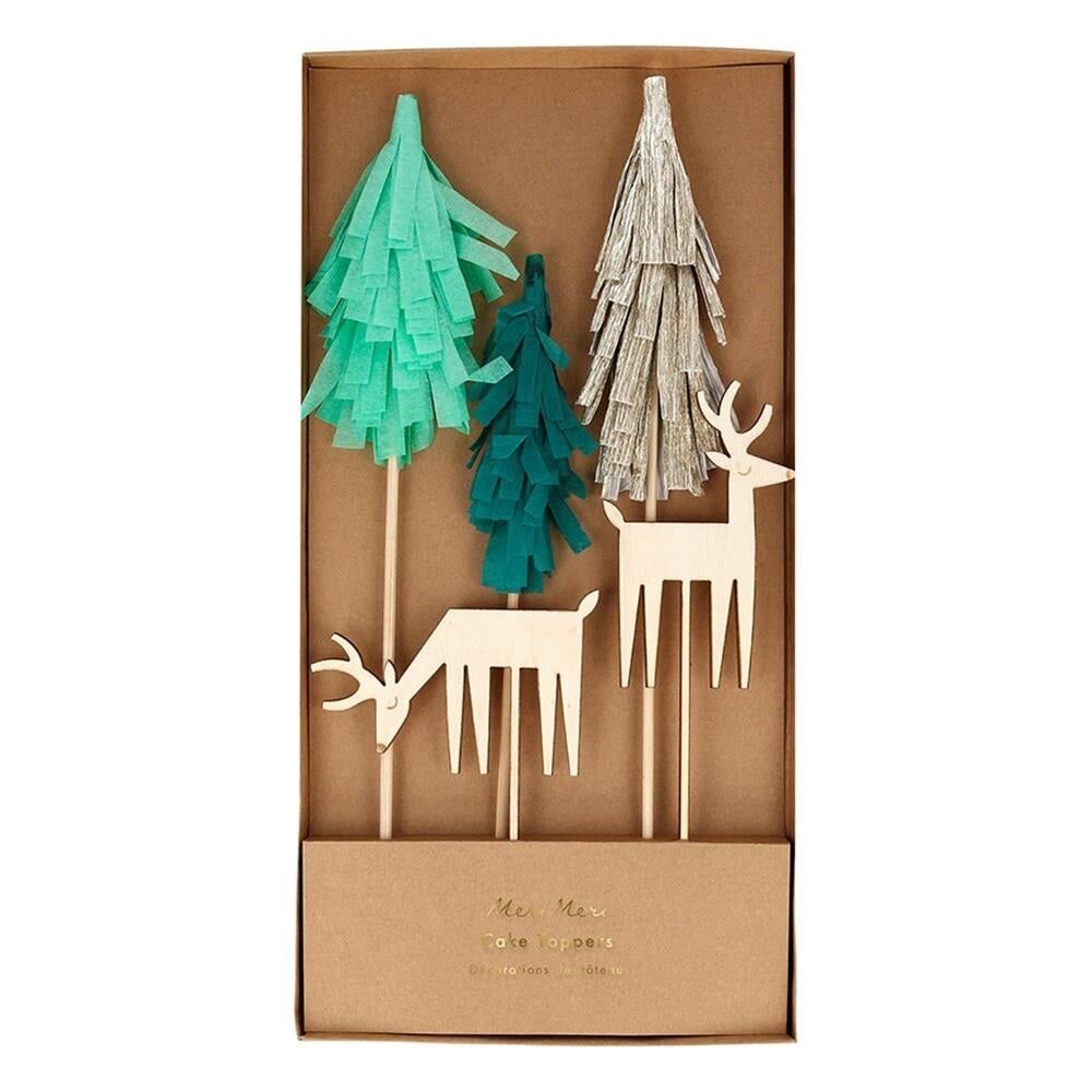Meri Meri - Woodland & Reindeer Cake Toppers - Orman & Ren Geyikleri Pasta Süsleri