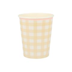 Meri Meri - Gingham Cups - Damalı Bardaklar - 12'Li