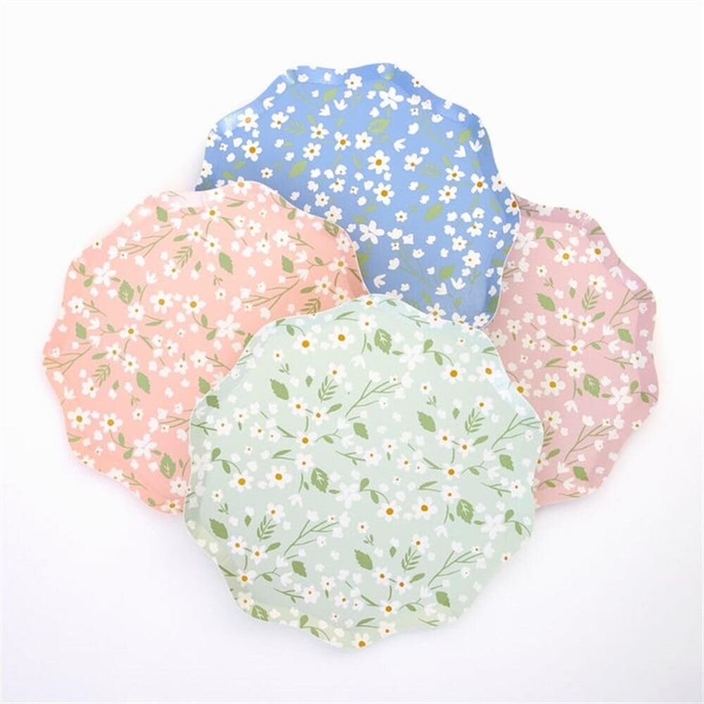 Meri Meri - Ditsy Floral Plates - Çiçekli Tabaklar - M - 12'Li