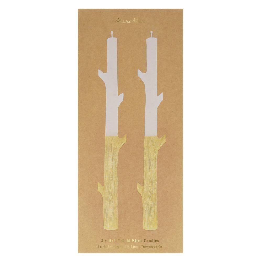 Meri Meri - Altın Kaplamalı İnce Mumlar - 16 Adet