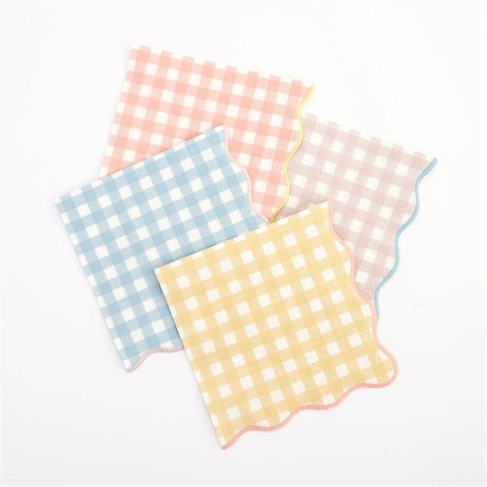 Meri Meri - Gingham Napkins - Damalı Peçeteler - L - 20'Li