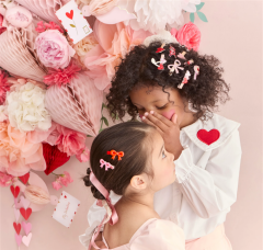 Meri Meri - Valentine's Bow Saç Tokaları - 6 Adet