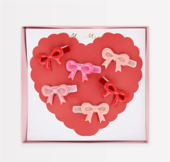 Meri Meri - Valentine's Bow Saç Tokaları - 6 Adet