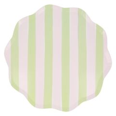 Meri Meri - Pastel Çizgili Tabaklar - L - 8 Adet