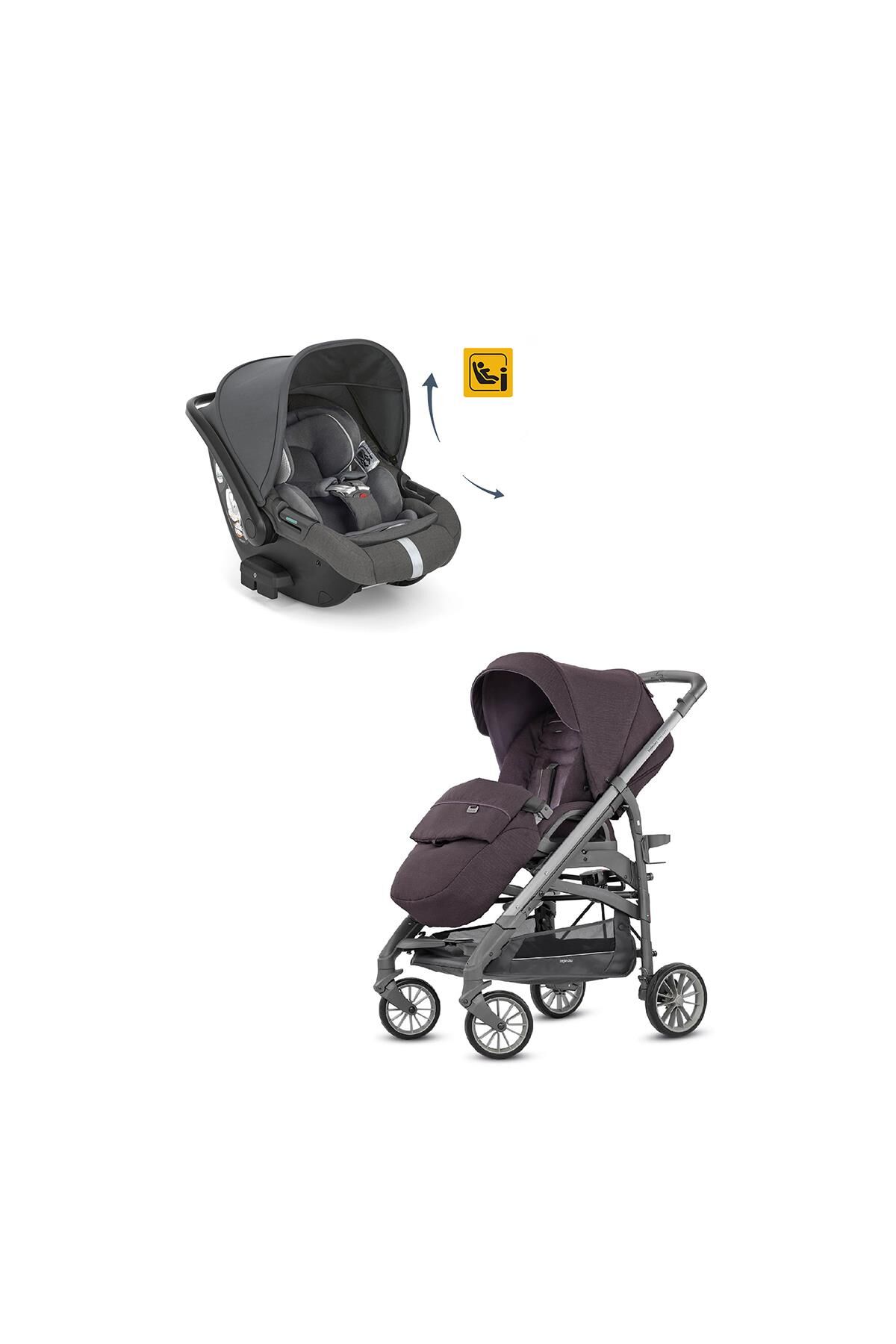 Inglesina Trilogy Tek El Katlanır Bebek Arabası + Darwin Recline Yatabilen Ana Kucağı - Velvet Grey