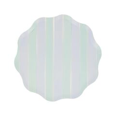 Meri Meri - Pastel Çizgili Tabaklar - M - 8 Adet