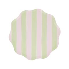 Meri Meri - Pastel Çizgili Tabaklar - M - 8 Adet