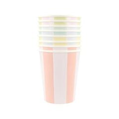 Meri Meri - Pastel Çizgili Bardaklar - 8 Adet