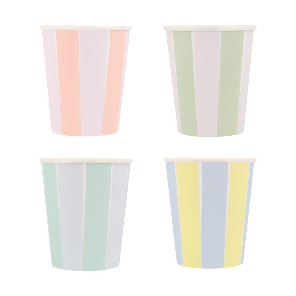 Meri Meri - Pastel Çizgili Bardaklar - 8 Adet