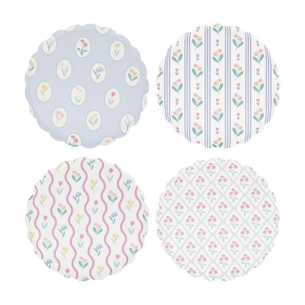Meri Meri - Bloomsbury Çiçek Desenli Tabaklar - M - 8 Adet