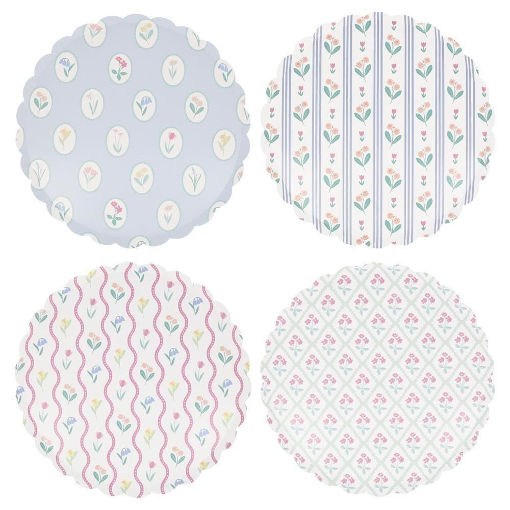 Meri Meri - Bloomsbury Çiçek Desenli Tabaklar - L - 8 Adet
