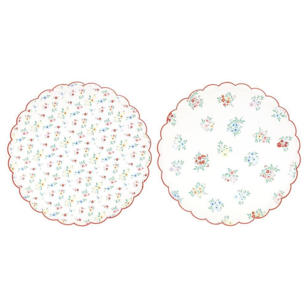 Meri Meri - Ditsy Posy Çiçekli Tabaklar - L - 8 Adet