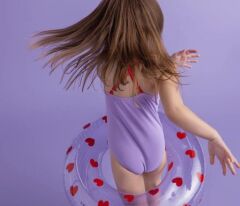 Swim Essentials Yüzme Simidi, Lilac Hearts (55 cm)