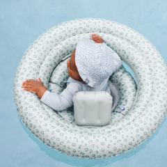 Swim Essentials Bebek Sırt Destekli Yüzme Simidi, Green Leopard (0-1 Yaş)