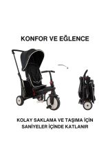 SmarTrike STR3 Plus 5’i 1 Arada Modüler Katlanabilir Bebek Arabası ve Üç Tekerlekli Bebek Bisikleti - Black