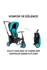 SmarTrike STR3 Plus 5’i 1 Arada Modüler Katlanabilir Bebek Arabası ve Üç Tekerlekli Bebek Bisikleti - Blue