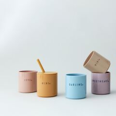 Design Letters Tritan Bardak için Kapak ve Pipet Seti, Hardal