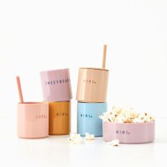 Design Letters Tritan Bardak için Kapak ve Pipet Seti, Lavanta