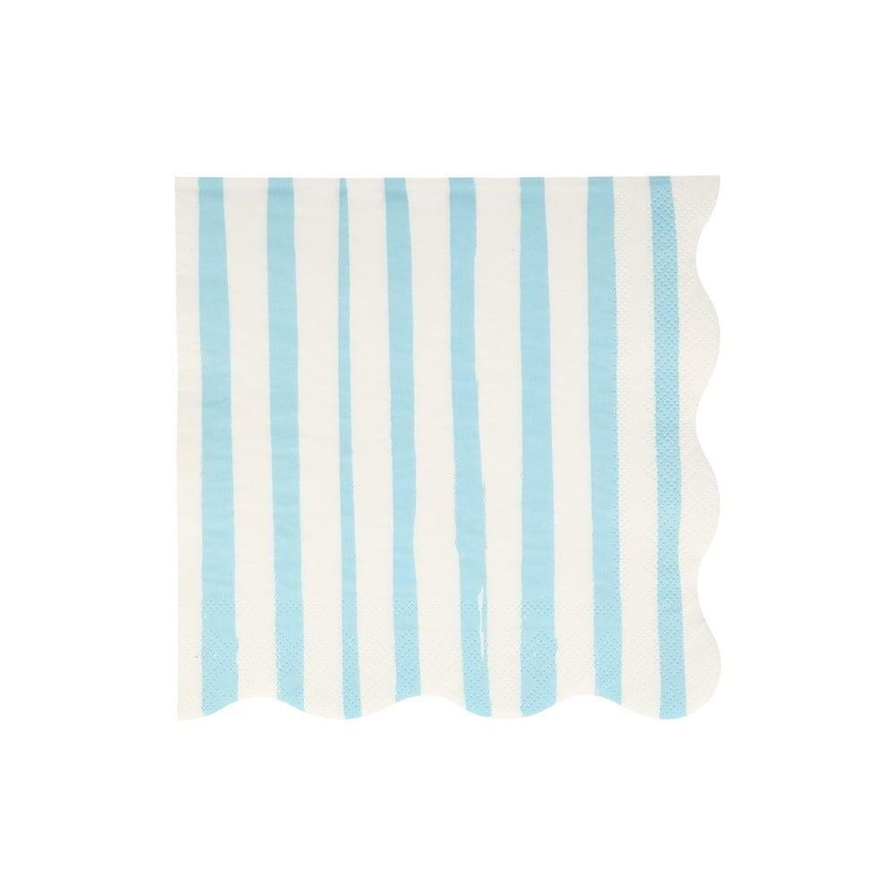 Meri Meri - Blue Stripe Napkins - Mavi Çizgili Peçete - L - 16'Lı