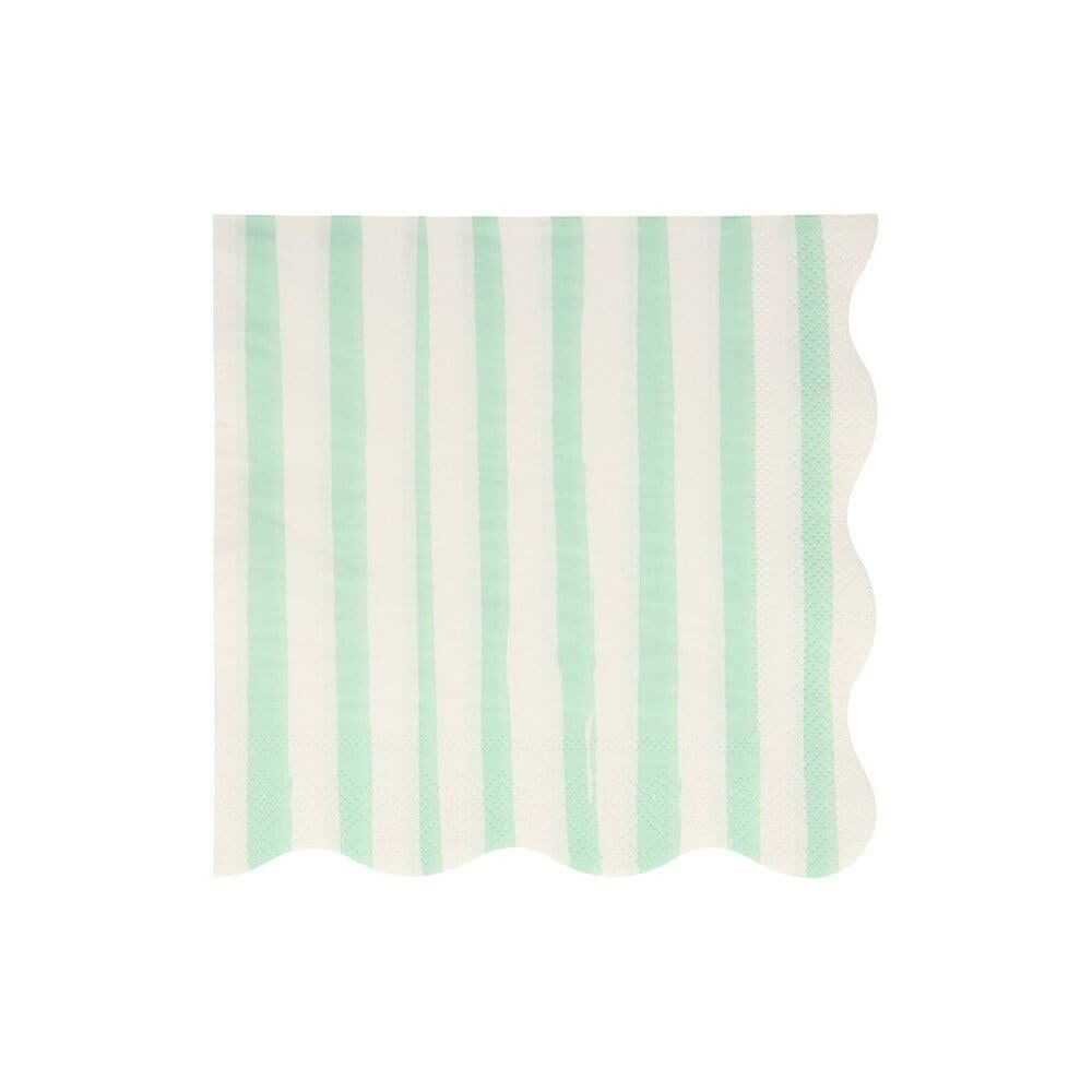 Meri Meri - Mint Stripe Napkins - Mint Çizgili Peçete - L - 16'Lı