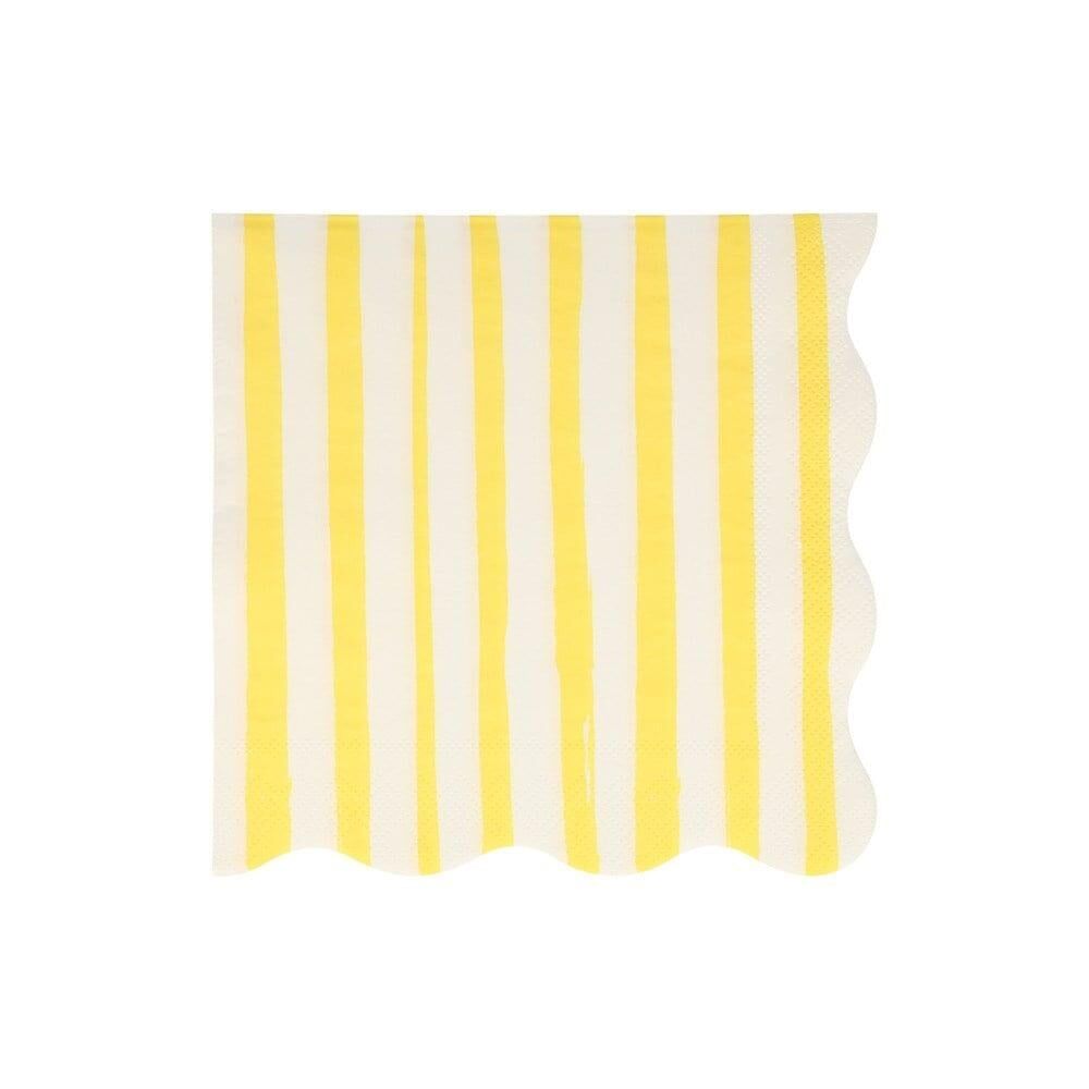 Meri Meri - Yellow Stripe Napkins - Sarı Çizgili Peçete - L- 16'Lı