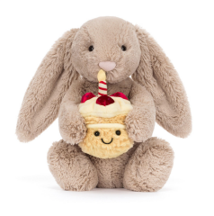 Jellycat Tavşan Uyku Arkadaşı, Doğumgünü Bej (Orta)