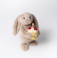 Jellycat Tavşan Uyku Arkadaşı, Doğumgünü Bej (Orta)