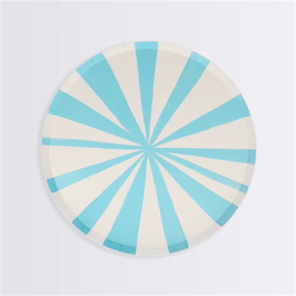 Meri Meri - Blue Stripe Plates - Mavi Çizgili Tabaklar - S - 8'Li