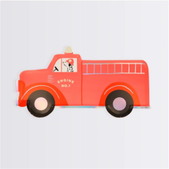 Meri Meri - Fire Truck Plates - İtfaiye Kamyonu Tabaklar - 8'Li