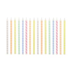 Meri Meri - Desenli Pastel Mumlar - 16 Adet