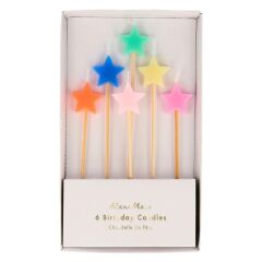 Meri Meri - Mixed Star Candles - Karışık Yıldız Mumlar - 6'Lı