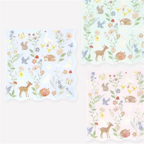 Meri Meri - Little Animals Large Napkins - Minik Hayvanlar Peçeteler - L - 16 Adet