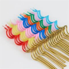 Meri Meri - Gold Dipped Swirly Candles - Altın Detaylı Renkli Kıvrımlı Mumlar - 20 Adet