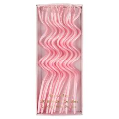 Meri Meri - Pink Swirly Candles - Pembe Kıvrımlı Mumlar - 20'Li